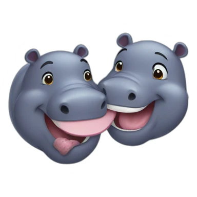 2 cute hippopotamus kiss sticker