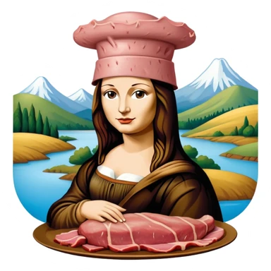 pop art warhol style monalisa SPAM meat slop landscape  sticker