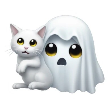 Ghost holding a cat sticker