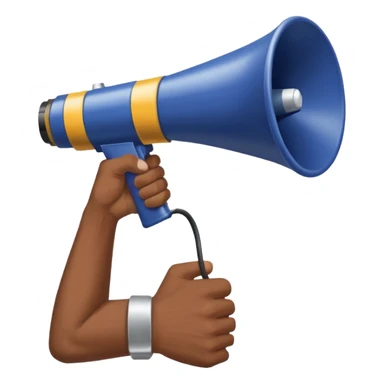 megaphone with male hand, collage style sticker