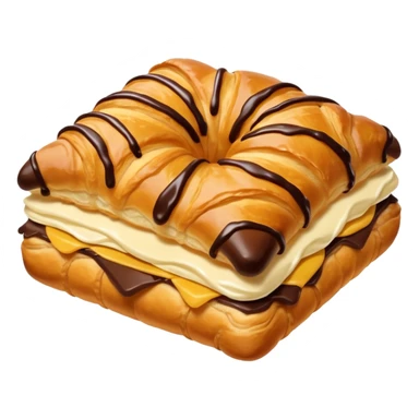 A square crossaint and it has chocolate on the edges sticker