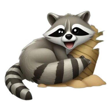 raccoon resting under a palm tree sticker