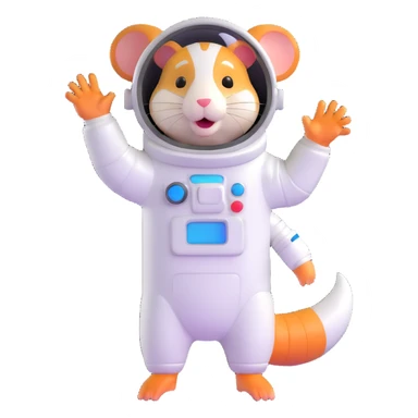 space hamster in a spacesuit waving his hand sticker
