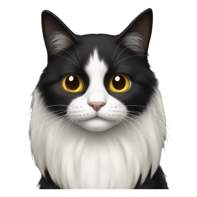 black cat long-haired with half white head sticker