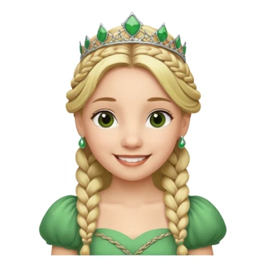 Princess in green Dress with Tiara, Braided Blonde Hair sticker