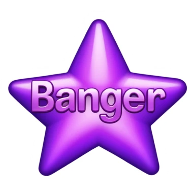 The word "banger" surrounded by purple stars sticker