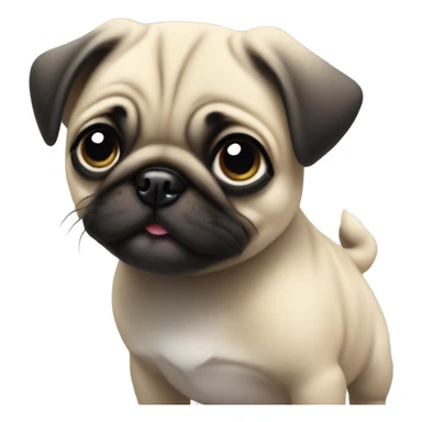 Baby pug puppy playing with a ball  sticker