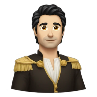 man with dark hair in costume sticker