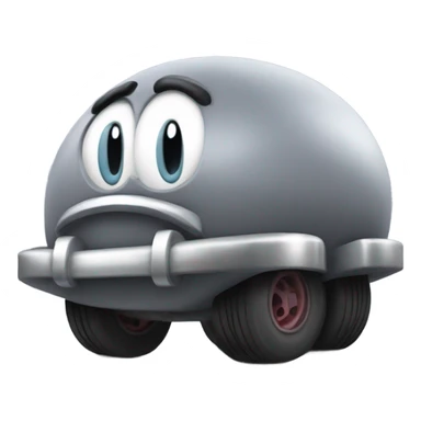 Metal cute mad Kirby Gray ball driving on car wheels with mad eyebrows game sticker