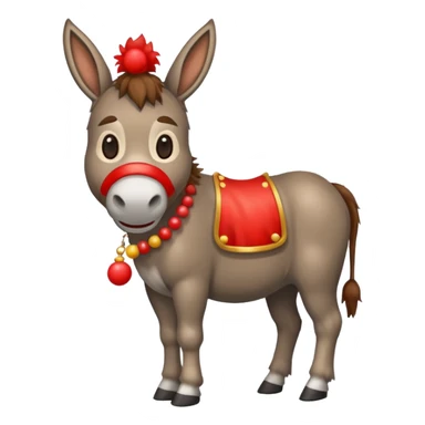 A donkey whis a red clown nose sticker