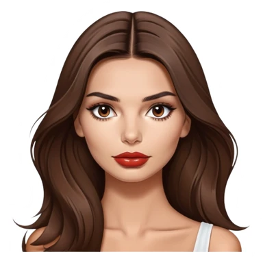 Emily Ratajkowski, model with long brown hair and full lips sticker