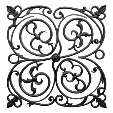 Forged metal icon, intricate wrought iron bas-relief with delicate patterns, swirling shapes, textured metal surface, blacksmithing tools nearby, minimalistic style, clean lines, transparent background. sticker