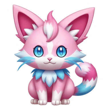 Shiny Magical Elemental Colorful Exotic Skitty-Delcatty-Pokémon-Fakémon-hybrid-creature (full body) sticker
