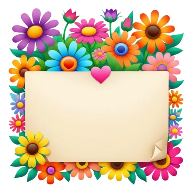 Psychedelic colored love note surrounded by hippie style flowers sticker