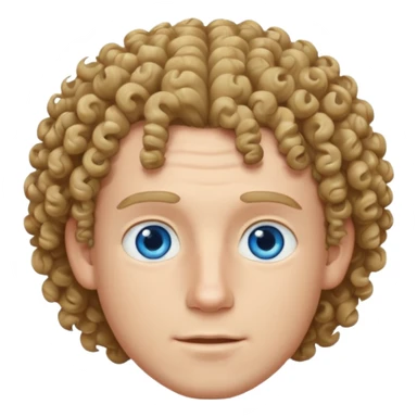 White male with curly hair sticker
