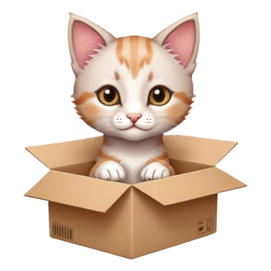 A very cute young kitten cat with one's head tilted to one side poked its paws out of the cardboard box and placed them on top of it sticker