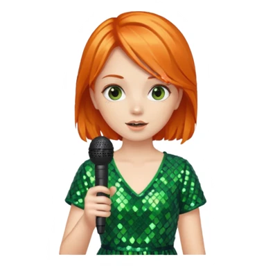 girl in green blink dress, orange hair, holding a mic



















 sticker