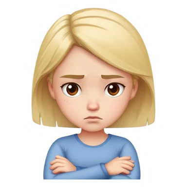 Angry girl with crossed arms, frowning face sticker