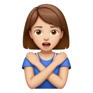 Girl with brown hair arms crossed around her neck and screaming  sticker