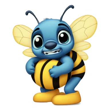 Stitch huging a bumblebee sticker
