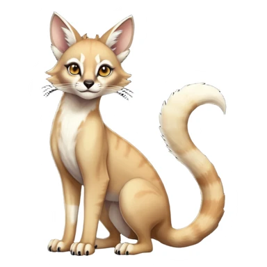 white glorious divine exotic cute cool beautiful shiny beautiful fantasy-caracal-civet-genet-sergal-vernid-Cacomistle-oncilla-animal-Fakémon-hybrid-fursona (full body) sticker