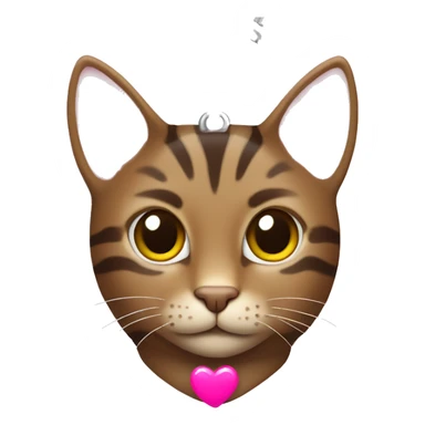 a brown tabby cat with a pink heart necklace  sticker