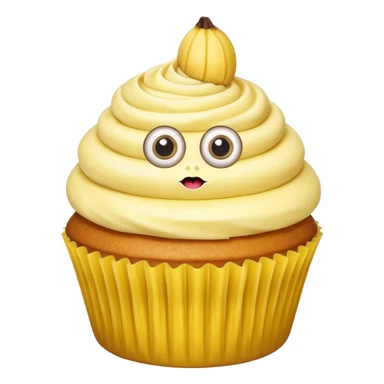 huge mustached banana cupcake big eyes sticker
