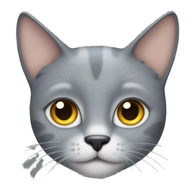 Grey cat with one ear chipped  sticker