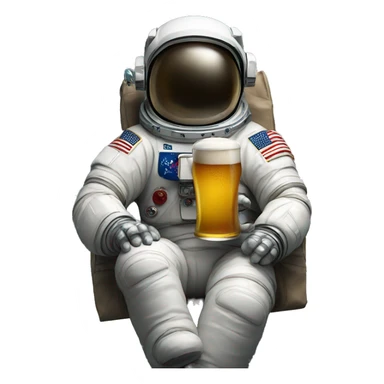 Astronaut holding a beer sticker
