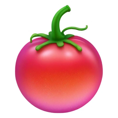Entire Hot pink ombre tomato with glitter and green stem sticker