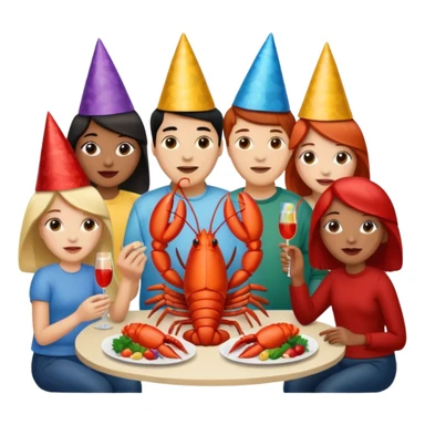 200 people eating lobster at a family party sticker