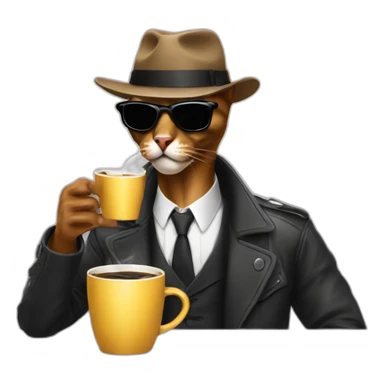 gangster-with-a-Abyssinian cat-gun-and-sunglasses-drinking-coffee sticker