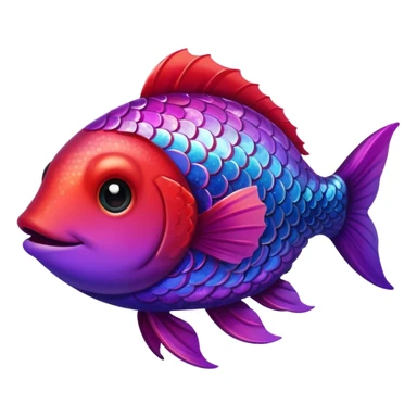 color gradient between red and purple glitter cute happy fish sticker