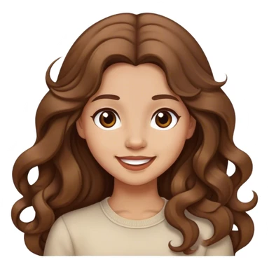 Niña cabello marrón largo con ondas bonita y feliz  sticker