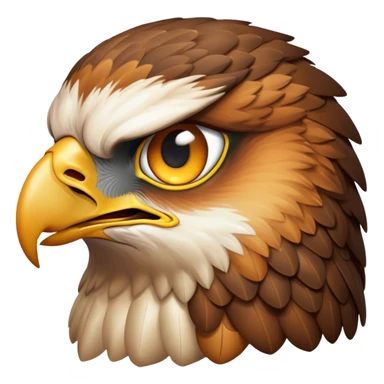 Cinematic Noble Hawk Portrait Emoji, Poised and regal, with a sturdy, agile build, a sharp, hooked beak, and intense, focused eyes that exude predatory precision, Simplified yet sharp and sophisticated features, highly detailed, glowing with a soft, golden glow, high shine, intelligent and vigilant, stylized with an air of aerial mastery, focused and determined, soft glowing outline, capturing the essence of a watchful and confident hawk that appears ready to soar out of the screen with effortless authority! sticker