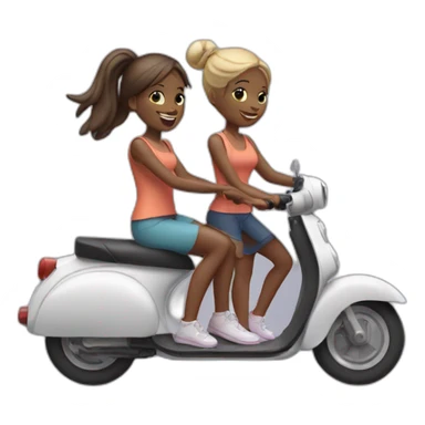 2 girls on a scooter sticker