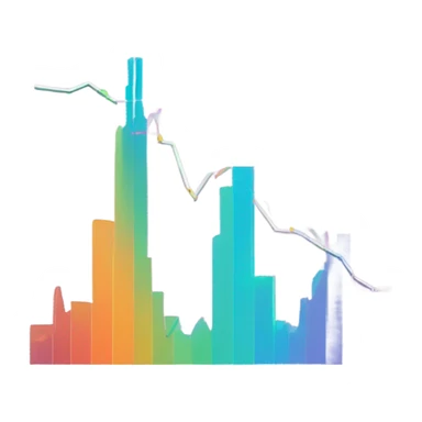 vaporware color themed line chart, stock price going up sticker