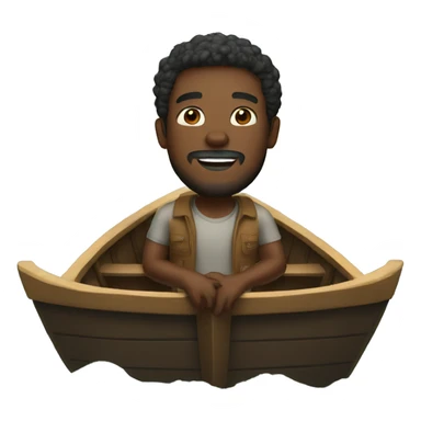 A black man in big wood boat sticker