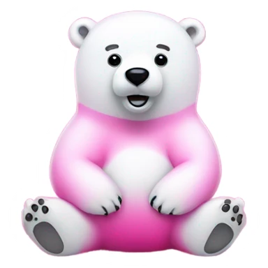 Hot pink polar bear sitting down with glitter sticker