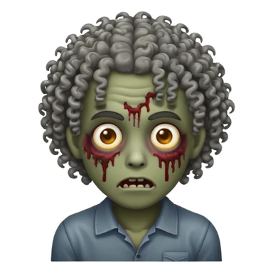 make the iphone zombie emoji and make it lightskin and give it curly hair sticker