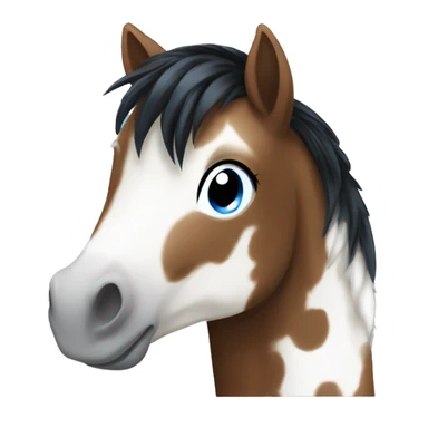 Brown and white spotted pony black hair and blue eyes  sticker