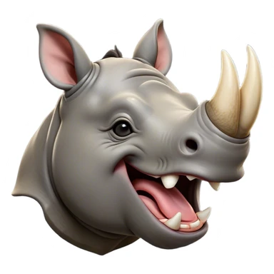 Cinematic Cute Yawning Rhinoceros Portrait Emoji, Head tilted slightly with a dramatic, wide-open yawn, showcasing a soft, textured slate-gray hide with a slightly drooping horn and eyes barely open in drowsy contentment, Simplified yet irresistibly adorable features, highly detailed, glowing with a soft, cozy glow, high shine, relaxed yet expressive, stylized with a touch of rugged whimsy, bright and endearing, soft glowing outline, capturing the essence of a sleepy yet affectionate rhinoceros, so drowsy it feels like it could stretch out of the screen and curl up for a nap! sticker