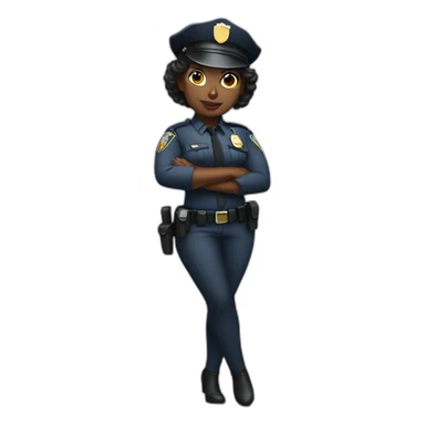 black police woman officer with tied hair dancing sticker