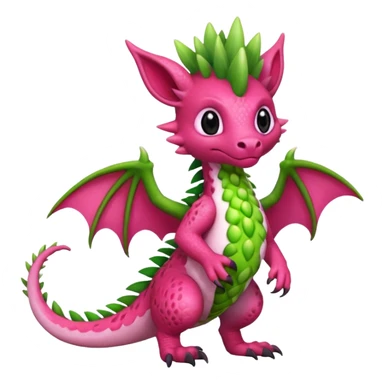 Dragonfruit-Strawberry-Kiwi-themed "Dutch Angel Dragon"-"Vernid"-"Trico"-furry-Fakémon-hybrid-creature (full body) sticker