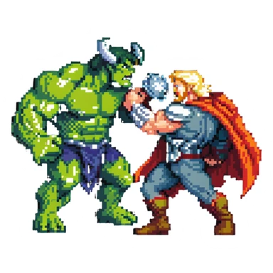Hulk fighting Thor, green monster vs thunder god sticker