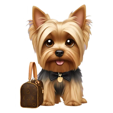 Yorkshire Terrier whit a Louis vuitton sticker