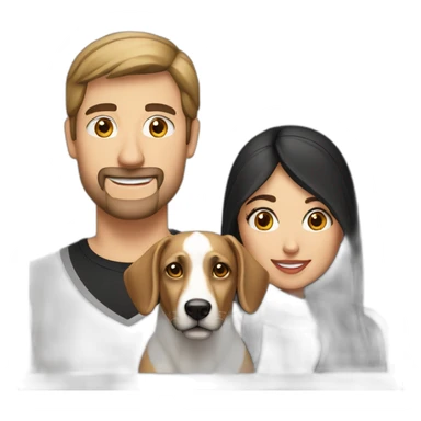 caucasian man with arab woman with 2 dogs one back another white and black sticker