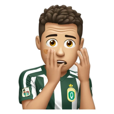 Ronaldo shocked with is two hand on his face sticker
