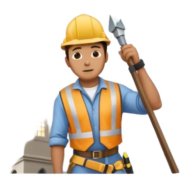 steeplejack man lightning strike on a church spire sticker