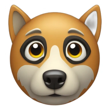 3d sphere with a cartoon Wolf skin texture with big playful eyes sticker